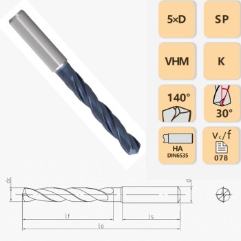 5XD-внешнеохлаждаемое твердосплавное спиральное сверло